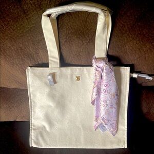 Victorias Secret Cream Tote Bag with Scarf